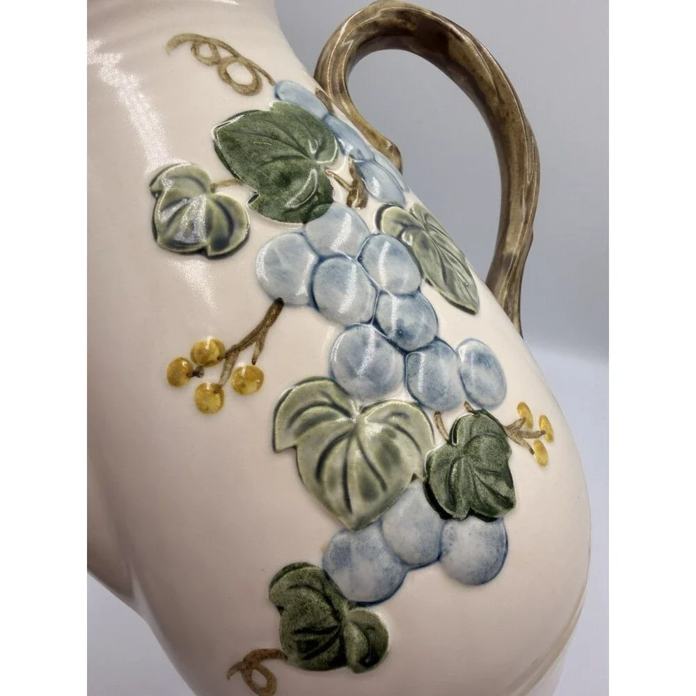 Vintage Metlox Poppytrail Sculptured Grapes Coffee Pot Lid Embossed Blue Grapes
